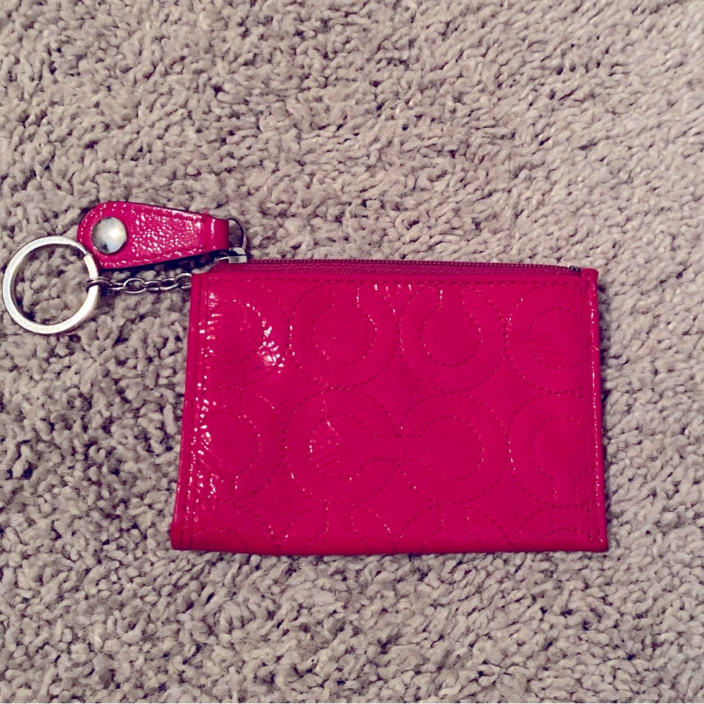 Coach hot pink patent leather coin purse